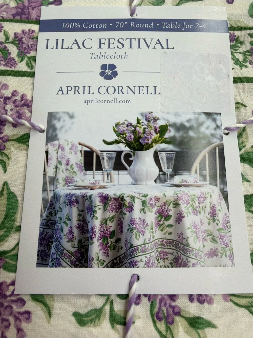 April Cornell Lilac Festival 70” Round Tablecloth NEW